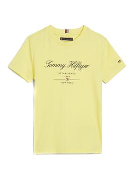Camiseta Tommy Hilfiger Script Amarela para Menino