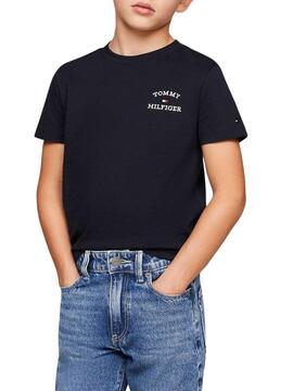 Camiseta Tommy Hilfiger Logo Marinho Para Menino