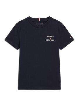 Camiseta Tommy Hilfiger Logo Marinho Para Menino