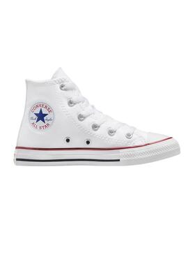 Tênis Converse Chuck Taylor All Star branco para criança.