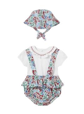 Conjunto Mayoral Shorts Alças Gorro Branco Bebê