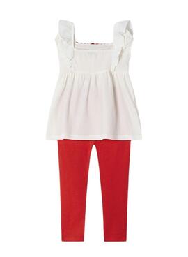 Conjunto Mayoral Leggings Crochet Vermelho Para Menina