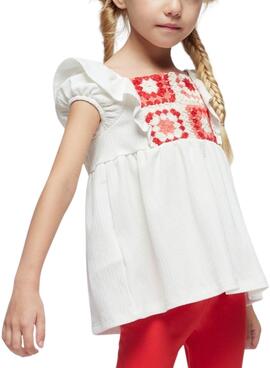 Conjunto Mayoral Leggings Crochet Vermelho Para Menina