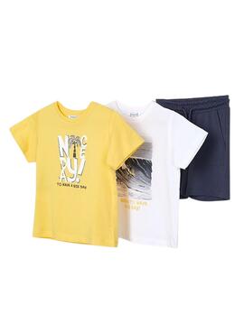 Conjunto Mayoral 2 Camisetas Amarelo Branco Criança