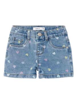 Shorts Name It Salli Slim Azul Para Meninas