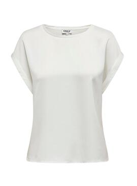Top Only Lieke em cetim branco para mulher