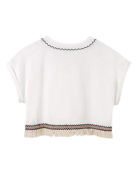 Camiseta Mayoral Franjas Branca Para Menina
