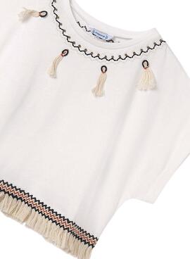 Camiseta Mayoral Franjas Branca Para Menina