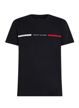 Camiseta Tommy Hilfiger Logo Insert azul marino para homem