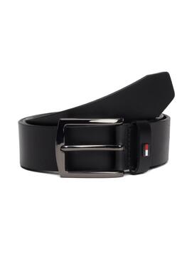 Cinto de couro preto Tommy Hilfiger Denton para homem.