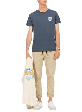 Camiseta El Pulpo Coração azul marinho para homem