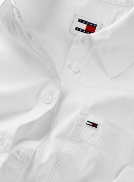 Camisa Tommy Jeans Front Tie branca para mulher.