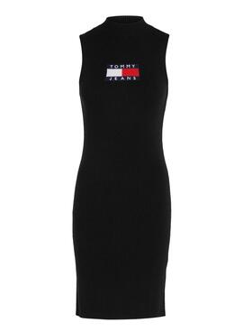 Vestido Tommy Jeans Center Flag preto para mulher