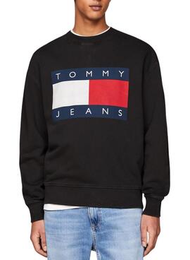Moletom Tommy Jeans Big Flag preto para homem