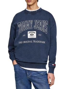 Moletom Tommy Jeans Relaxed Archive azul para homem.