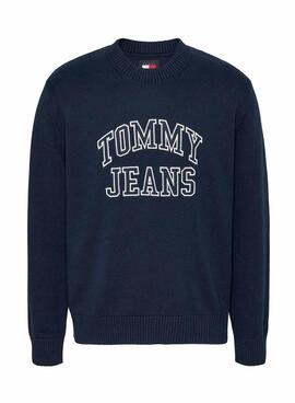 Jersey Tommy Jeans Logo Retro azul marino para homem