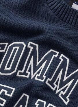 Jersey Tommy Jeans Logo Retro azul marino para homem
