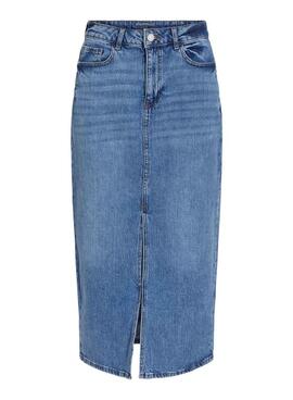 Saia Vila Vijaf midi denim para mulher.