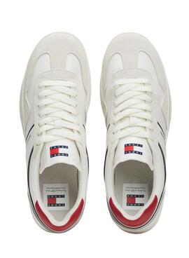 Tênis Tommy Jeans Cupsole branco para homem.