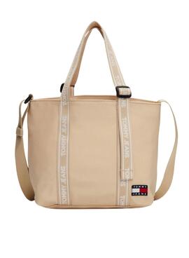 Bolsa Tommy Jeans Essential Daily Mini Tote em bege para mulher.