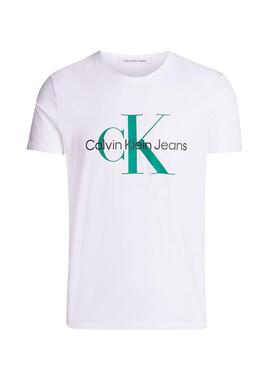 Camiseta Calvin Klein Jeans Seasonal Monologo branca para homem.