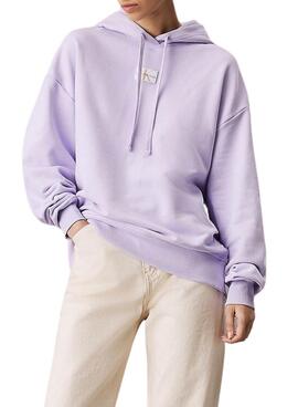 Moletom Calvin Klein Jeans Oversized malva para mulher.