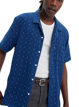 Camisa Levis The Sunset Camp azul para homem.