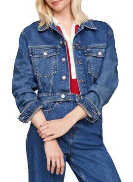 Jaqueta jeans Tommy Jeans Claire Trucker azul para mulher.
