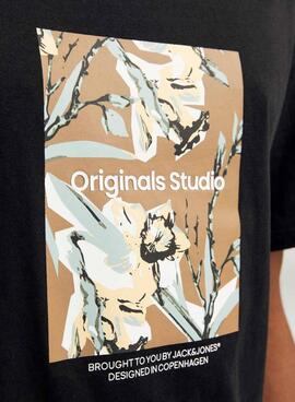 Camiseta Jack and Jones Jorsequoia preta para homem.