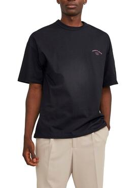 Camiseta Jack and Jones Santorini preta para homem.