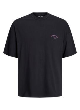 Camiseta Jack and Jones Santorini preta para homem.