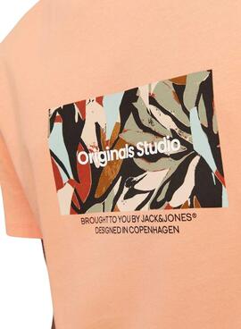 Camiseta Jack and Jones Jorsequioia laranja para homem.