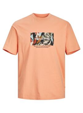 Camiseta Jack and Jones Jorsequioia laranja para homem.