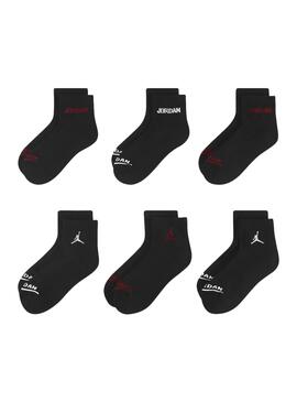 Meias Jordan Legend Ankle Pretas para menina e menino.
