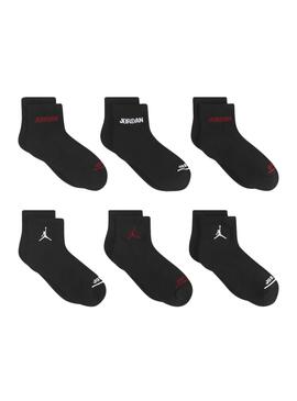 Meias Jordan Legend Ankle Pretas para menina e menino.