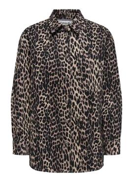 Camisa de sobreposição Only Anlie leopardo para mulher.
