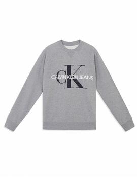 Sweat Calvin Klein Lavado Monogram Cinza Homem