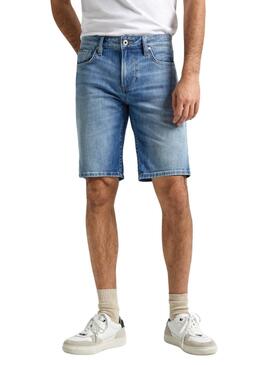Shorts Pepe Jeans Slim Azul Para Homens.
