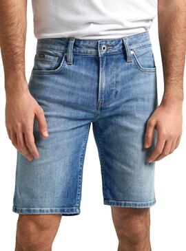 Shorts Pepe Jeans Slim Azul Para Homens.