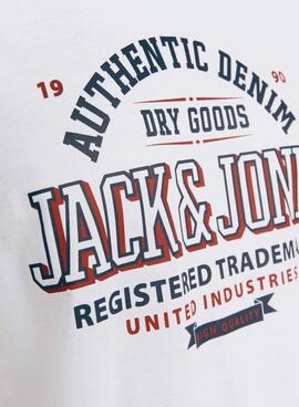 Camiseta Jack and Jones Logo branco para homem