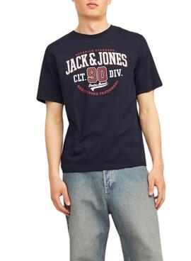 Camiseta Jack and Jones com logotipo marinho para homem.