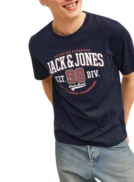 Camiseta Jack and Jones com logotipo marinho para homem.
