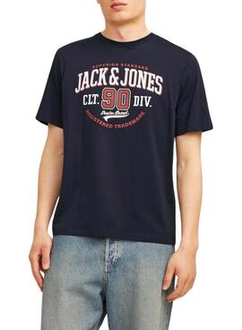 Camiseta Jack and Jones com logotipo marinho para homem.