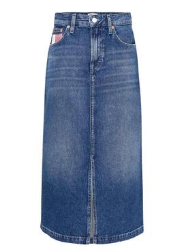 Saia Tommy Jeans Claire em denim azul para mulher