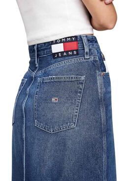 Saia Tommy Jeans Claire em denim azul para mulher