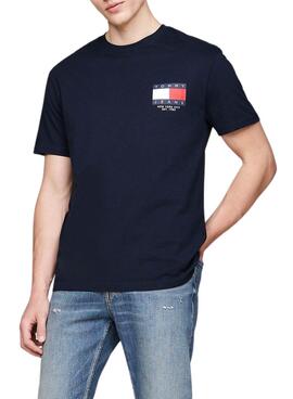 Camiseta Tommy Jeans Logo Flag azul marinho para homens