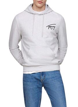 Moletom Tommy Jeans Entry Graphic com capuz cinza para homem