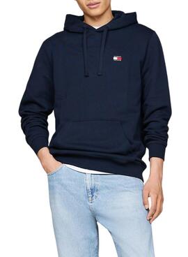 Moletom Tommy Jeans Badge com capuz azul marinho para homem