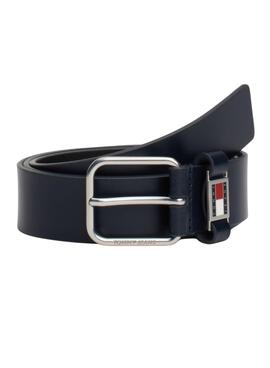 Cinto Tommy Hilfiger Scanton de couro azul marinho para homens