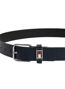 Cinto Tommy Hilfiger Scanton de couro azul marinho para homens